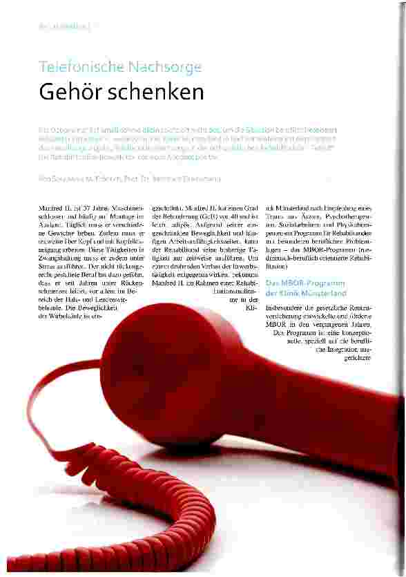 Vorschauseite 1: Telefonische Nachsorge Gehör schenken