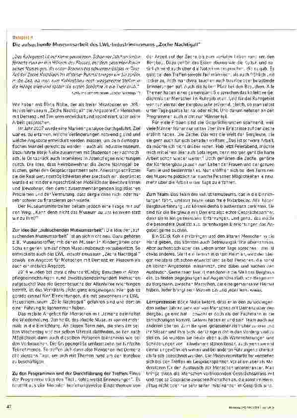 Vorschauseite 4: PRAXISBEISPIELE für die Zusammenarbeit mit der AltenhilfeKooperationen mit Museen und Kulturzentrenzur Pflege und Vermittlung heimatlicher Kultur und Lebensweise