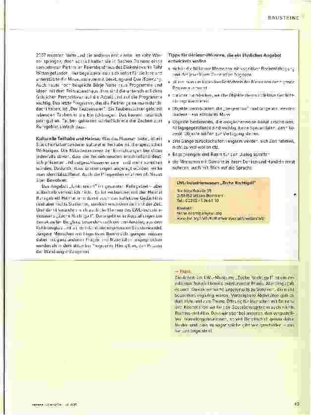 Vorschauseite 5: PRAXISBEISPIELE für die Zusammenarbeit mit der AltenhilfeKooperationen mit Museen und Kulturzentrenzur Pflege und Vermittlung heimatlicher Kultur und Lebensweise