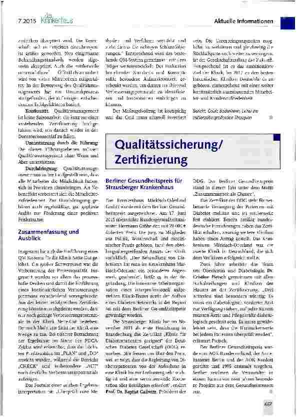 Vorschauseite 4: Wie die Klinik Nette-Gut eines der besten Krankenhäuser Deutschlands wurde