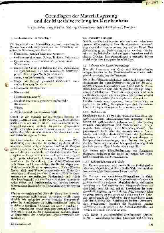Vorschauseite 1: Grundlagen der Materiallagerung und der Materialverteilung im Krankenhaus