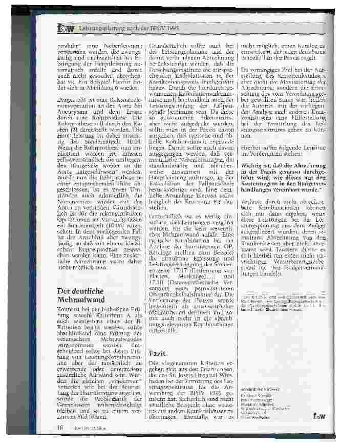 Vorschauseite 5: Leistungsplanung nach der BPflV 1995 Maßnahmen und Kriterien