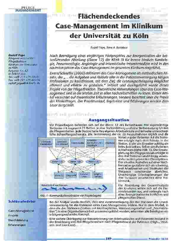 Vorschauseite 1: Flächendeckendes Case Management im Klinikumder Universität zu Köln