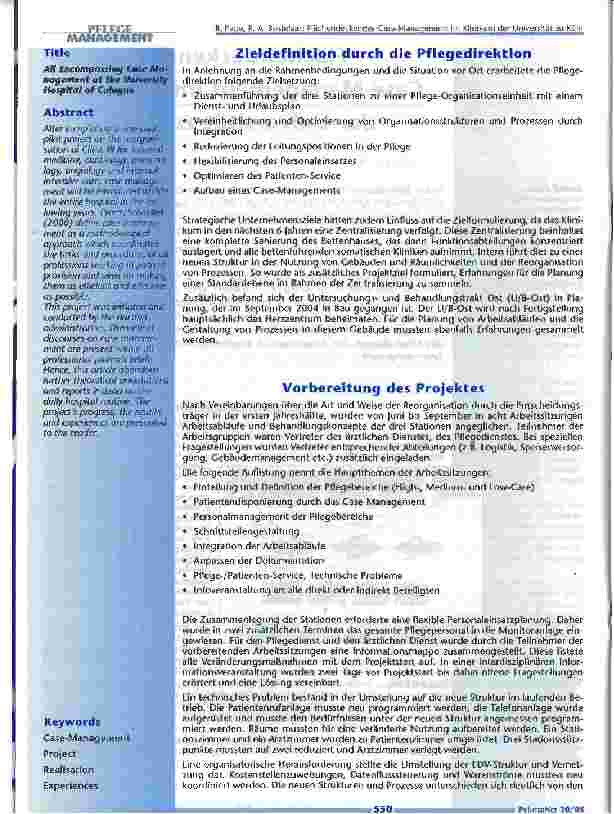 Vorschauseite 2: Flächendeckendes Case Management im Klinikumder Universität zu Köln