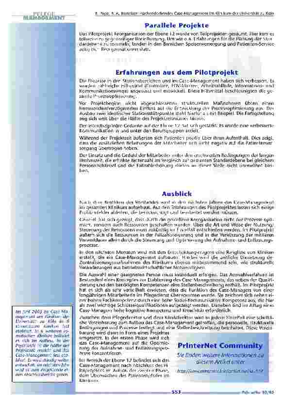 Vorschauseite 5: Flächendeckendes Case Management im Klinikumder Universität zu Köln