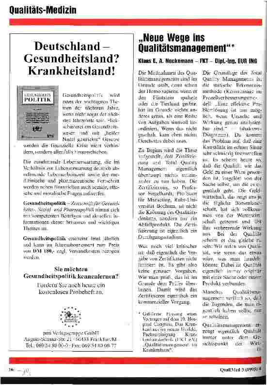 Vorschauseite 1: Neue Wege ins Qualitätsmanangement