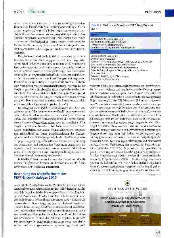 Vorschauseite 4: PEPP-Entgeltsystem 2015 Kritikpunkte umgesetzt?