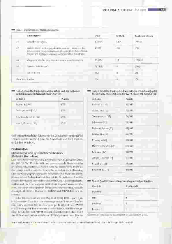 Vorschauseite 3: Validität und Reliabilität der lumbalen PPIVM und PAIVM Ist die Verwendung dieser Tests in der Praxis noch zeitgemäß?