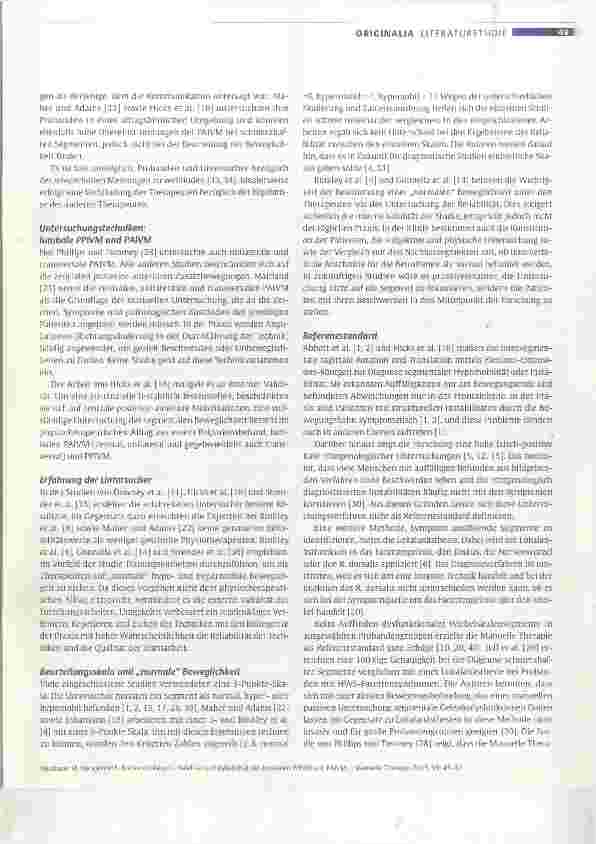 Vorschauseite 5: Validität und Reliabilität der lumbalen PPIVM und PAIVM Ist die Verwendung dieser Tests in der Praxis noch zeitgemäß?