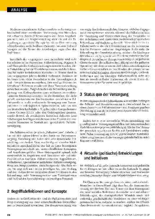 Vorschauseite 2: Palliativmedizinische Versorgung von Krebspatienten in Deutschland