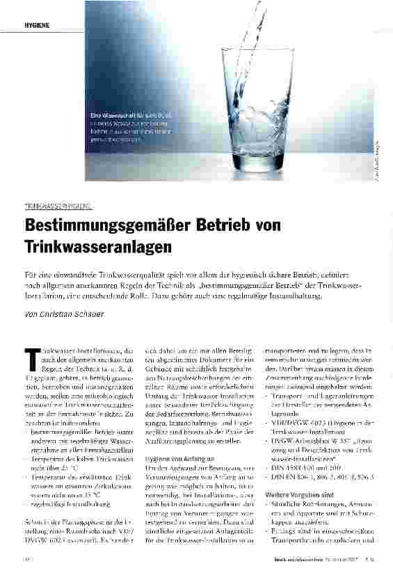 Vorschauseite 1: Bestimmungsgemäßer Betrieb von Trinkwasseranlagen