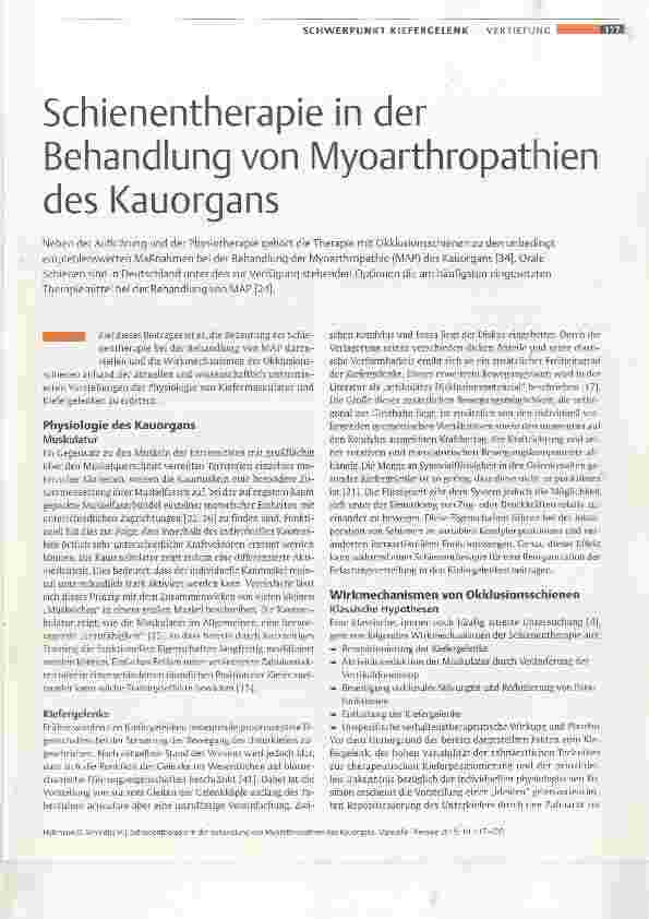 Vorschauseite 1: Schienentherapie in der Behandlung von Myoarthropathien des Kauorgans