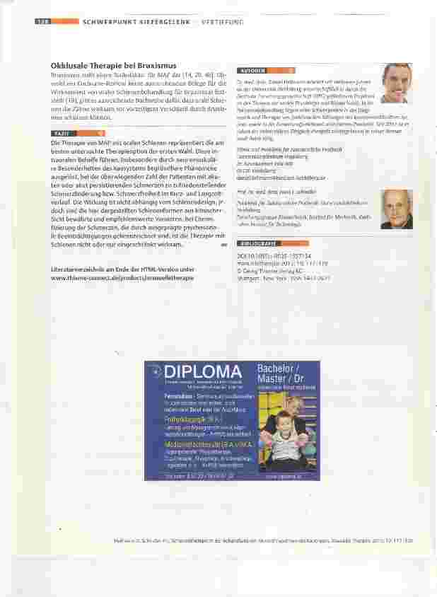 Vorschauseite 4: Schienentherapie in der Behandlung von Myoarthropathien des Kauorgans