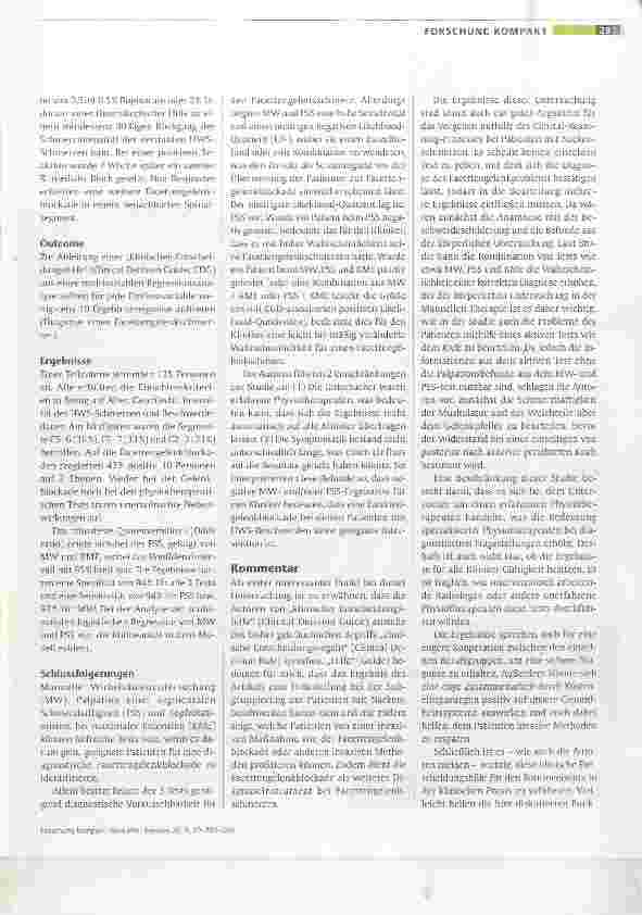 Vorschauseite 2: Ableitung einer klinischen Entscheidungshilfe für die Diagnose zervikaler Facettengelenkschmerzen