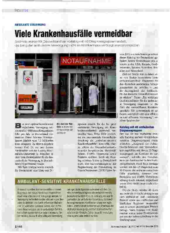 Vorschauseite 1: Viele Krankenhausfälle vermeidbar