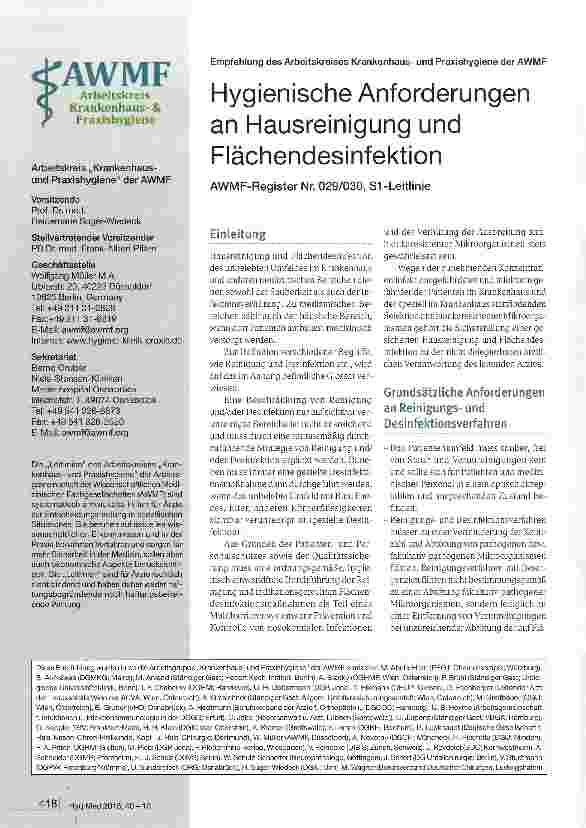 Vorschauseite 1: Hygienische Anforderungen an Hausreinigung und Flächendesinfektion