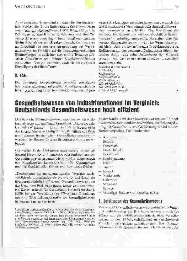 Vorschauseite 1: Gesundheitswesen von Industrienationen im Vergleich: Deutschlands Gesundheitswesen hoch effizient