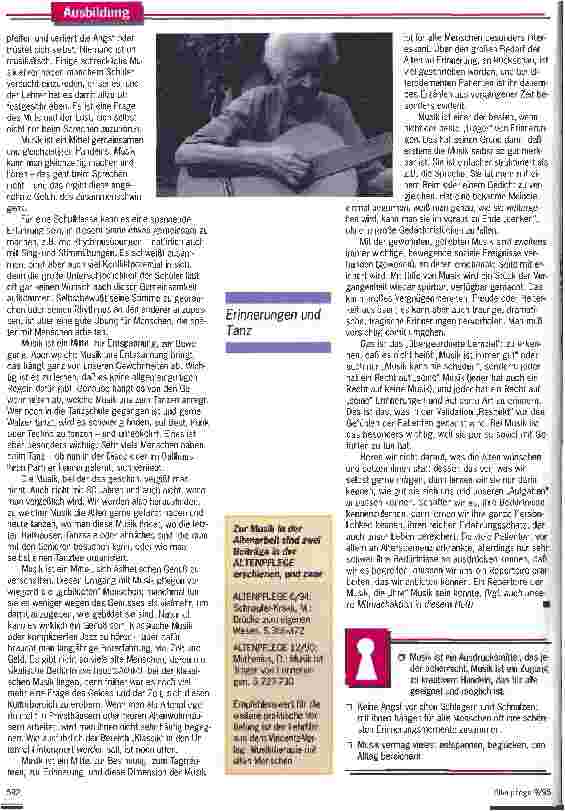 Vorschauseite 4: Vertraute Melodien hört man am liebsten. .. Anmerkungen und Vorschläge zum Musikunterricht in der Altenpflegeausbildung