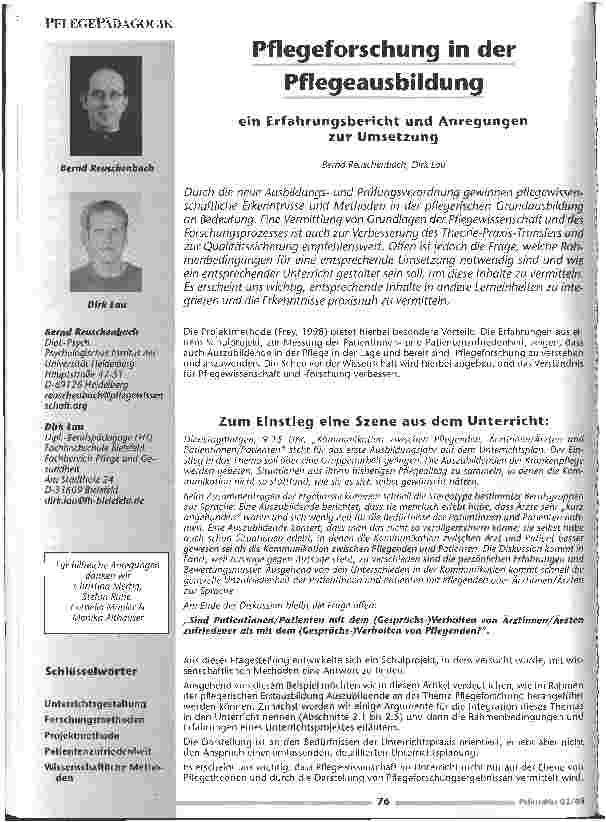 Vorschauseite 1: Pflegeforschung in der Pflegeausbildung