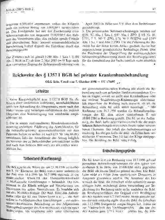 Vorschauseite 5: Arzthaftung auf SchmerzensgeldBrandenburgisches Oberlandesgericht, Urteil vom 28. September 2004 - 1 U 14/04