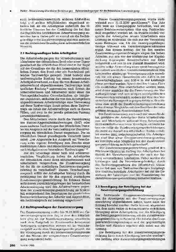 Vorschauseite 3: Privatisierung öffentlicher Einrichtungen Rahmenbedingungen für die Betriebliche Altersversorgung