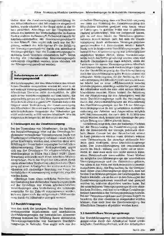 Vorschauseite 6: Privatisierung öffentlicher Einrichtungen Rahmenbedingungen für die Betriebliche Altersversorgung