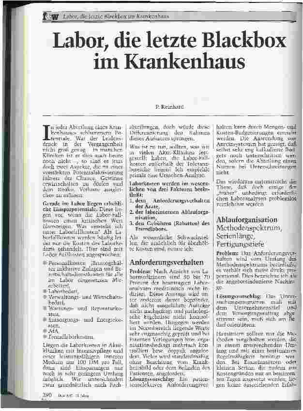 Vorschauseite 1: Labor, die letzte Blackbox im Krankenhaus