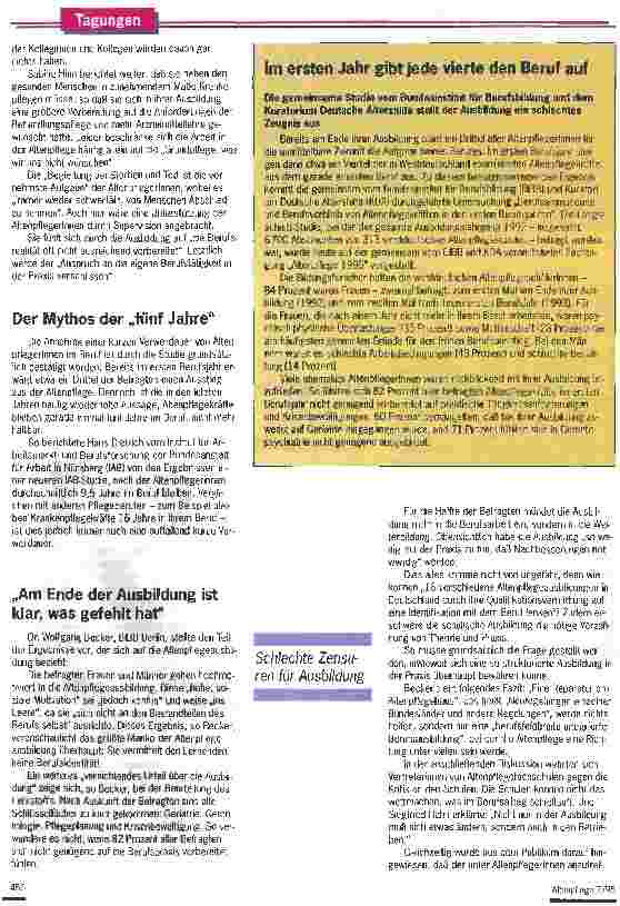 Vorschauseite 2: Altenpflege in der Krise? Eine Fachtagung in Bad Breising brachte überraschende Ergebnisse