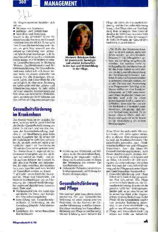 Vorschauseite 2: Die Integration der Gesundheitsförderung ins Pflegeleitbild Zukunftsherausforderung für die Pflegeleitung