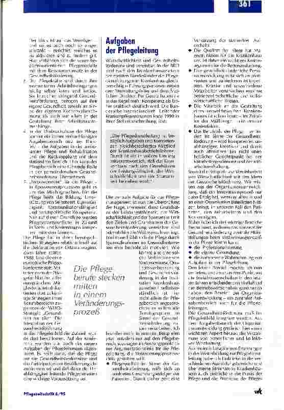 Vorschauseite 3: Die Integration der Gesundheitsförderung ins Pflegeleitbild Zukunftsherausforderung für die Pflegeleitung
