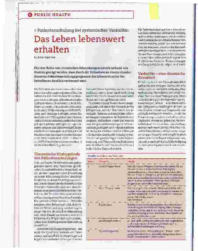 Vorschauseite 1: Patientenschulung bei systemischer Vaskulitis:Das Leben lebenswert erhalten