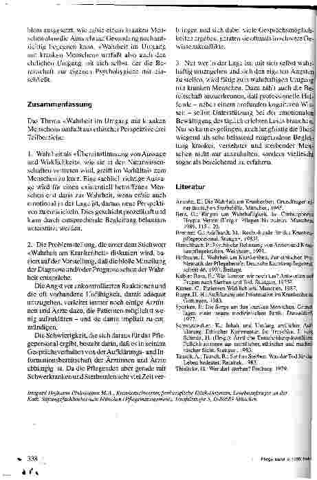 Vorschauseite 6: Wahrheit im Umgang mit kranken Menschen Drittes Internationales Osnabrücker Symposium Pflegewissenschaft 17. /18. November 1994
