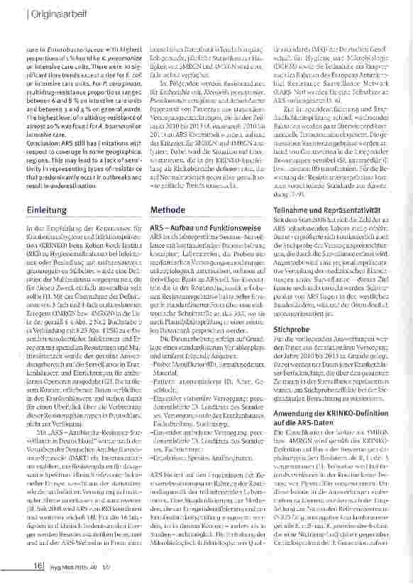 Vorschauseite 2: 4MRGN in der nationalen Antibiotika-Resistenz-Surveillance ARS