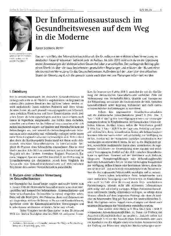 Vorschauseite 1: Der Informationsaustausch im Gesundheitswesen auf dem Weg in die Moderne