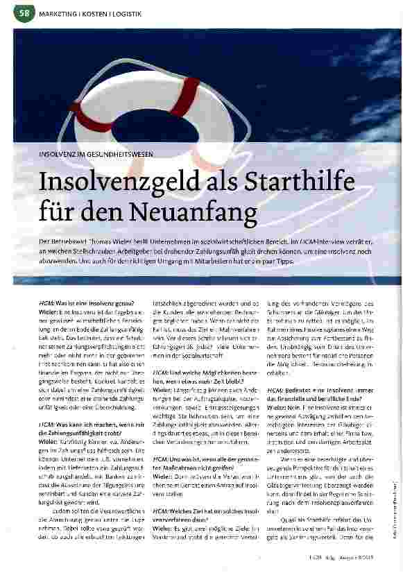 Vorschauseite 1: Insolvenzgeld als Starthilfe für den Neuanfang