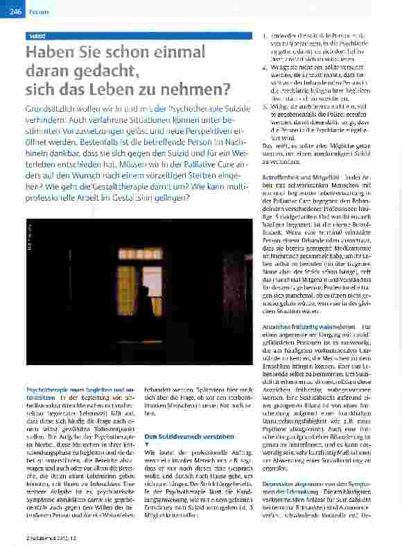 Vorschauseite 1: Haben Sie schon einmal daran gedacht, sich das Leben zu nehmen?