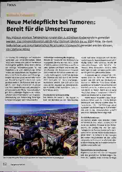 Vorschauseite 1: Neue Meldepflicht bei Tumoren; Bereit für die Umsetzung