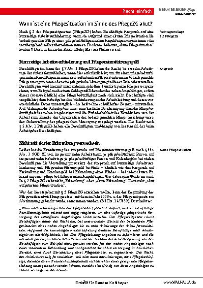 Vorschauseite 2: Beraterbrief Pflege Heft 19-2024
