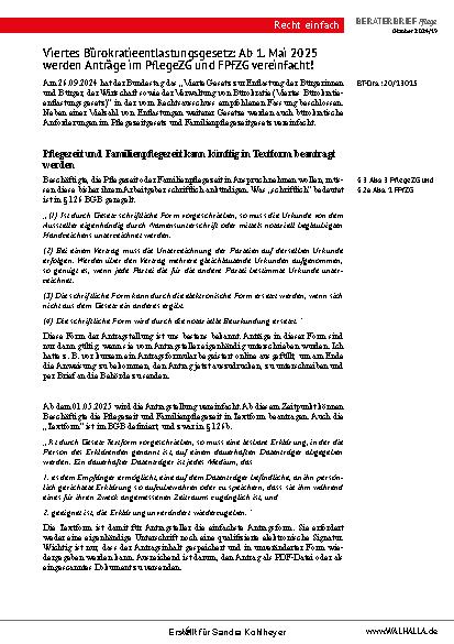Vorschauseite 6: Beraterbrief Pflege Heft 19-2024