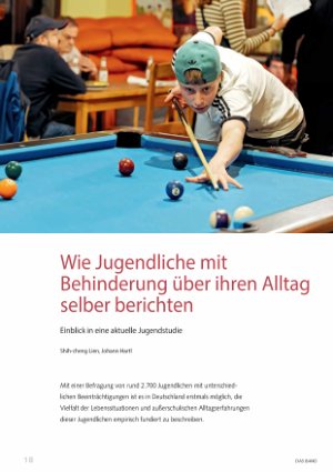 Vorschauseite 1: Wie Jugendliche mit Behinderung über ihren Alltag selber berichten Einblick in eine aktuelle Jugendstudie