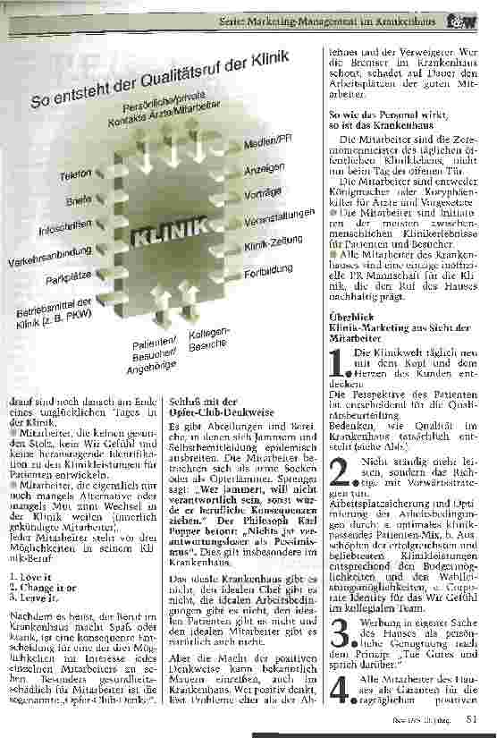 Vorschauseite 5: Klinik-Marketing beginnt bei Vorgesetzten und Mitarbeitern Patientenorientierte Personalpolitik für die Punktlandungen im Klink-Budget