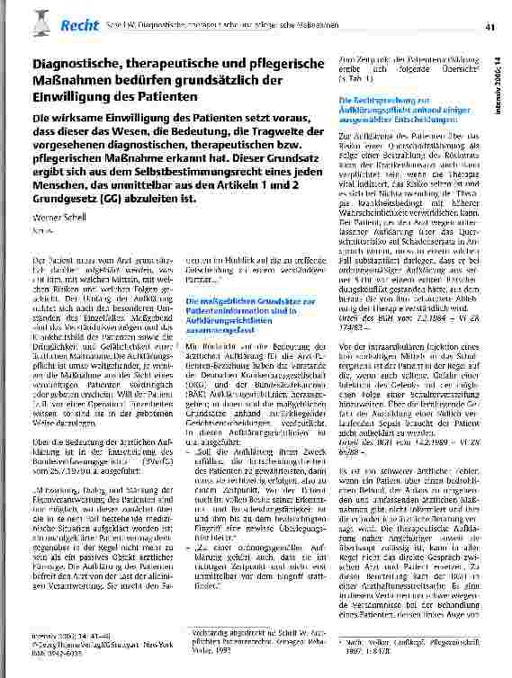 Vorschauseite 1: Diagnostische, therapeutische und pflegerische Maßnahmen bedürfen grundsätzlich der Einwilligung des Patienten