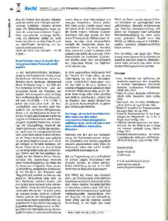 Vorschauseite 6: Diagnostische, therapeutische und pflegerische Maßnahmen bedürfen grundsätzlich der Einwilligung des Patienten