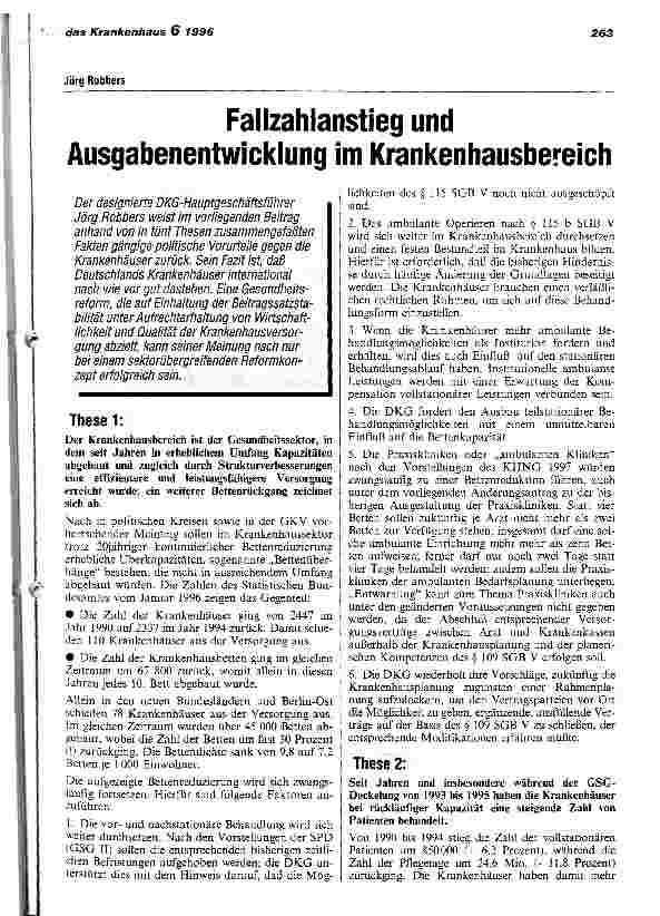Vorschauseite 1: Fallzahlanstieg und Ausgabenentwicklung im Krankenhausbereich