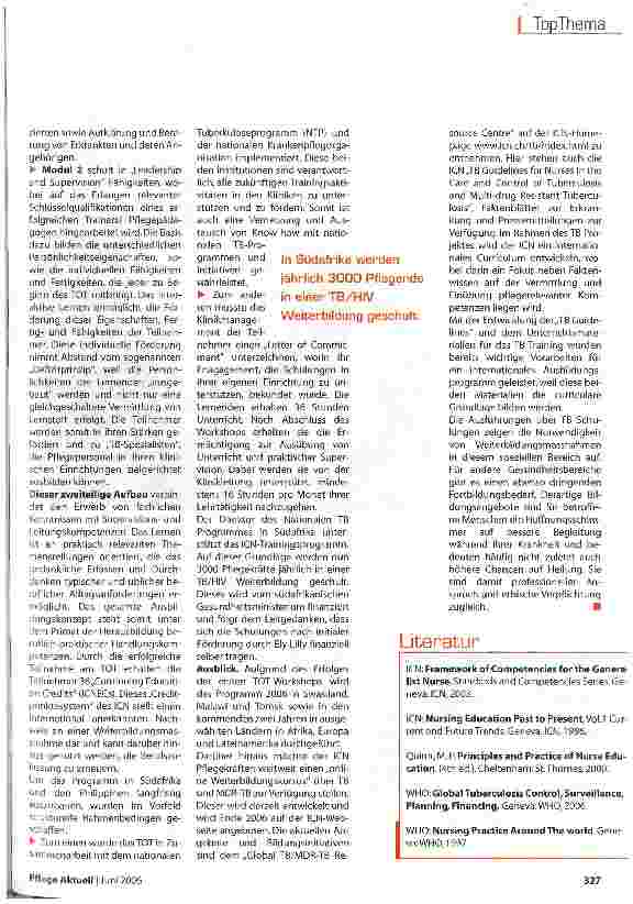 Vorschauseite 4: ICN-Schulung im Kampf gegen Tuberkulose
