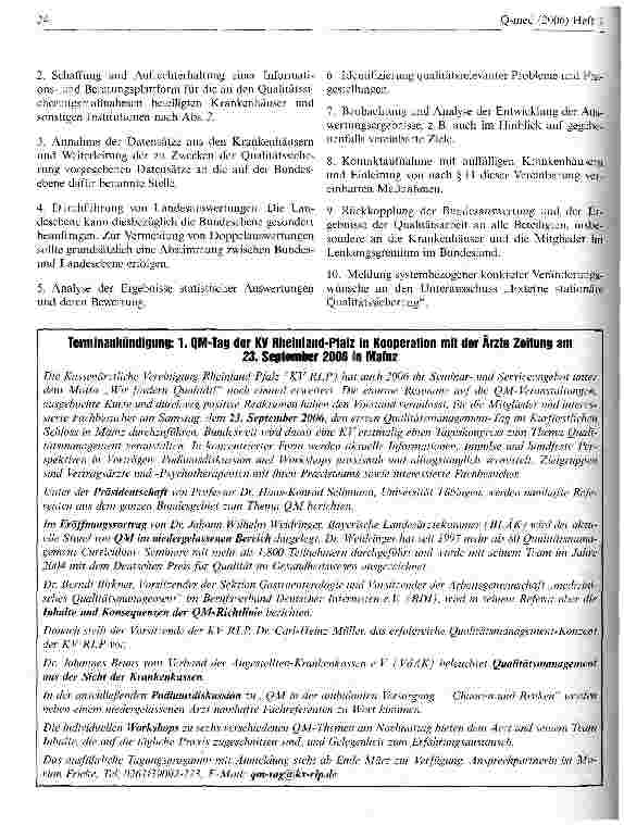 Vorschauseite 4: Neufassung der Vereinbarung zur Qualitätssicherung