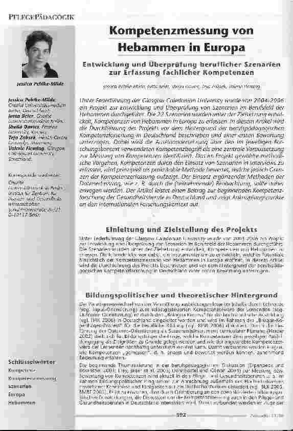 Vorschauseite 1: Kompetenzmessung von Hebammen in Europa - Entwicklung und Überprüfung beruflicher Szenarien zur Erfassung fachlicher Kompetenzen