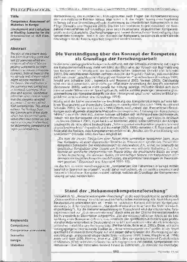 Vorschauseite 2: Kompetenzmessung von Hebammen in Europa - Entwicklung und Überprüfung beruflicher Szenarien zur Erfassung fachlicher Kompetenzen