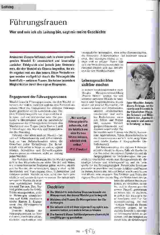 Vorschauseite 1: Führungsfrauen Wer und wie ich als Leitung bin, sagt mir meine Geschichte