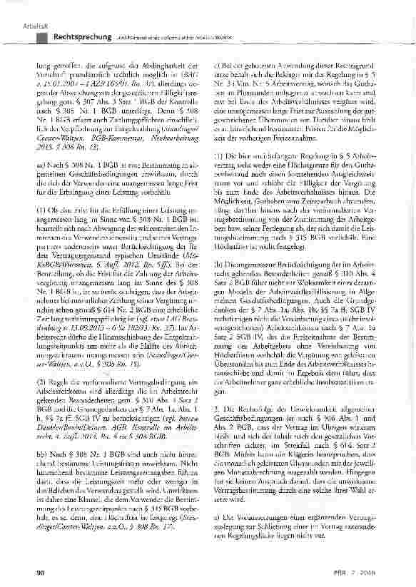 Vorschauseite 3: Unwirksamkeit eines vorformulierten Arbeitszeitkontos BGB § 307 Abs. 3 Satz 1, § 308 Nr. 1, § 614 Satz 2